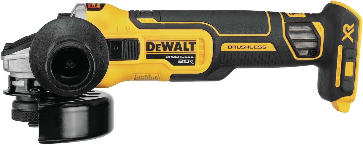 DEWALT 20V MAX* XR Angle Grinder with Kickback Brake, Slide Switch, 4-1/2-Inch, Tool Only (DCG405B)