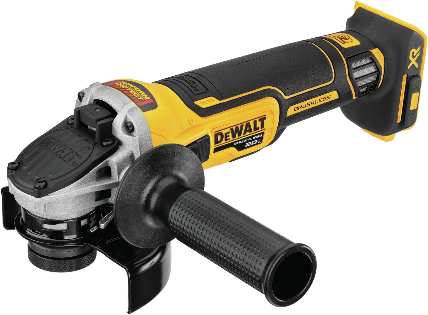 DEWALT 20V MAX* XR Angle Grinder with Kickback Brake, Slide Switch, 4-1/2-Inch, Tool Only (DCG405B)