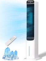 Portable evaporative air cooler tower with LED touch panel