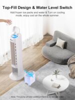 Pull-out water tank on portable evaporative air cooler for easy refilling